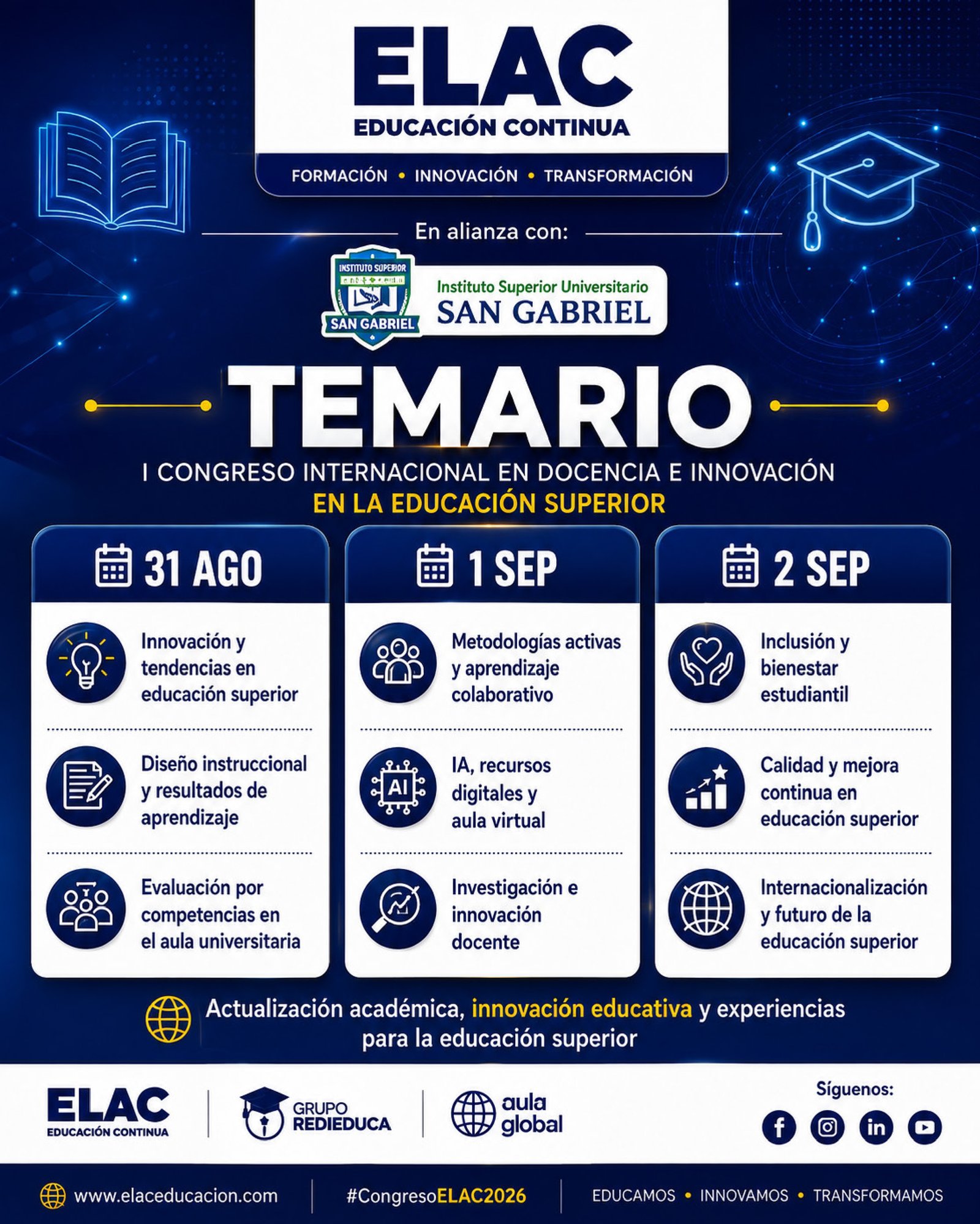 Temario de I CONGRESO INTERNACIONAL DE DOCENCIA E INNOVACIÓN EN LA EDUCACIÓN SUPERIOR 10
